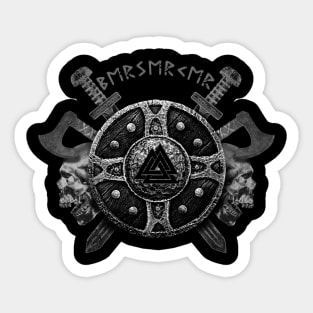 Berserker, Viking runes and Skull Sticker